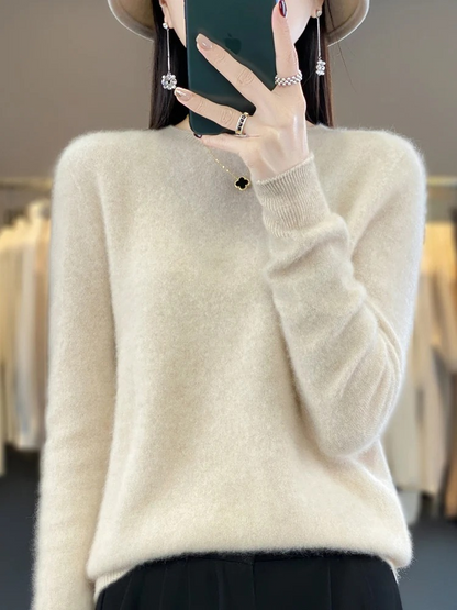 Ellinor | Dame elegant strikpullover med rund hals