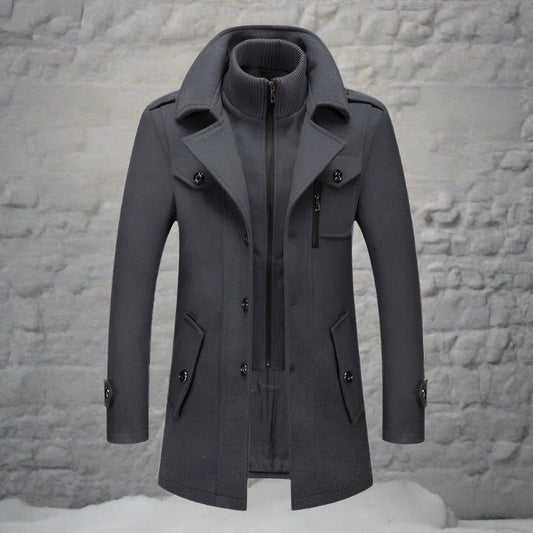 Steen | Extra warmer Wintermantel mit Stehkragen und langem Schnitt