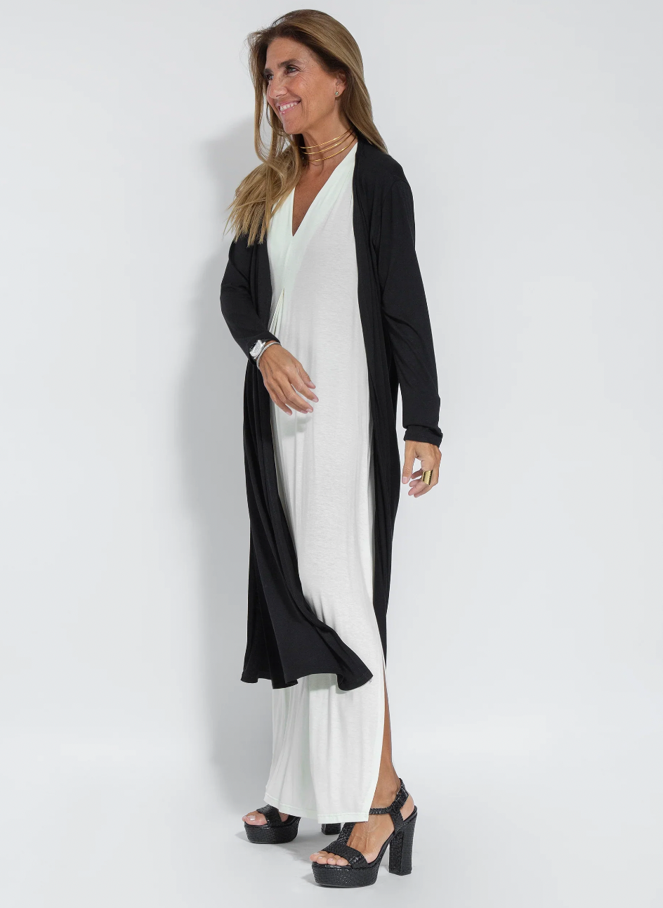 Freya | Lang kjole med løs pasform og matchende cardigan