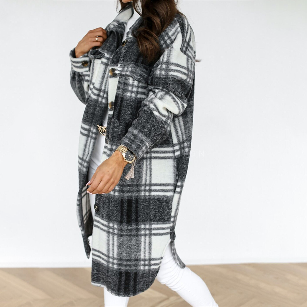 Rebecca | Dame ternet lang frakke med klassisk design