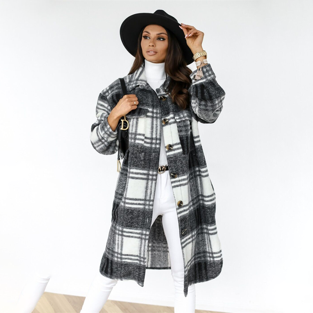 Rebecca | Dame ternet lang frakke med klassisk design