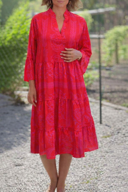 Malene | Dame boho midikjole med løs pasform