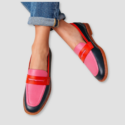 Ida | Dame mokkasiner med flad sål og kontrastfarver