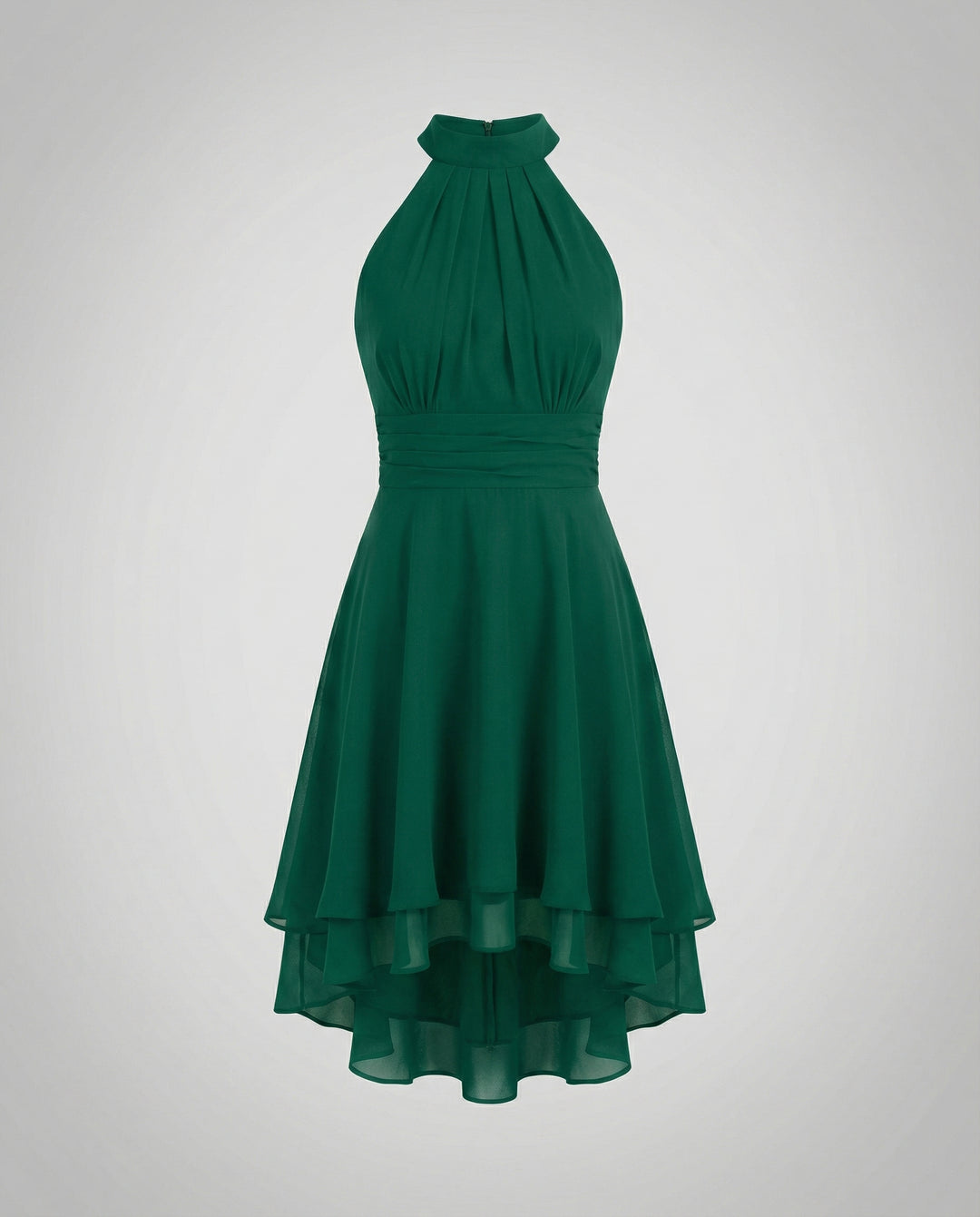 Auri | Midikjole med halterneck og high-low kant | Let og flydende