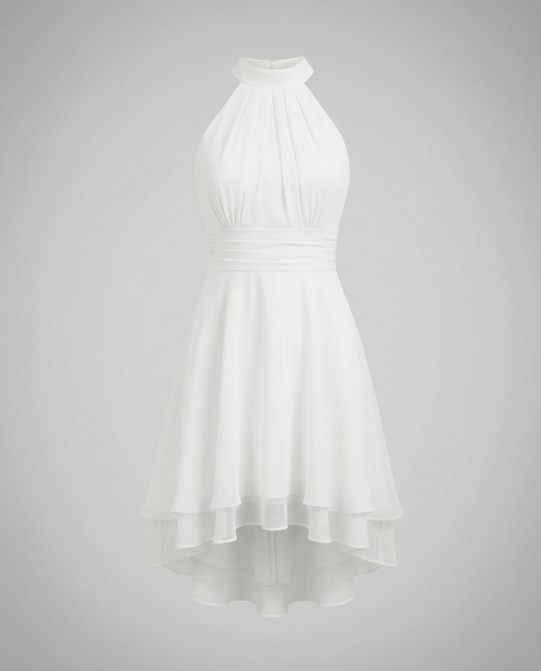 Auri | Midikjole med halterneck og high-low kant | Let og flydende