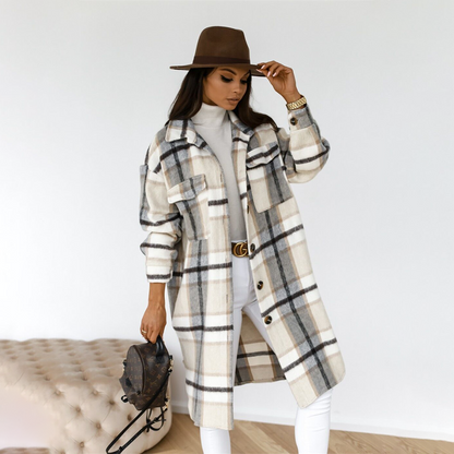 Rebecca | Dame ternet lang frakke med klassisk design