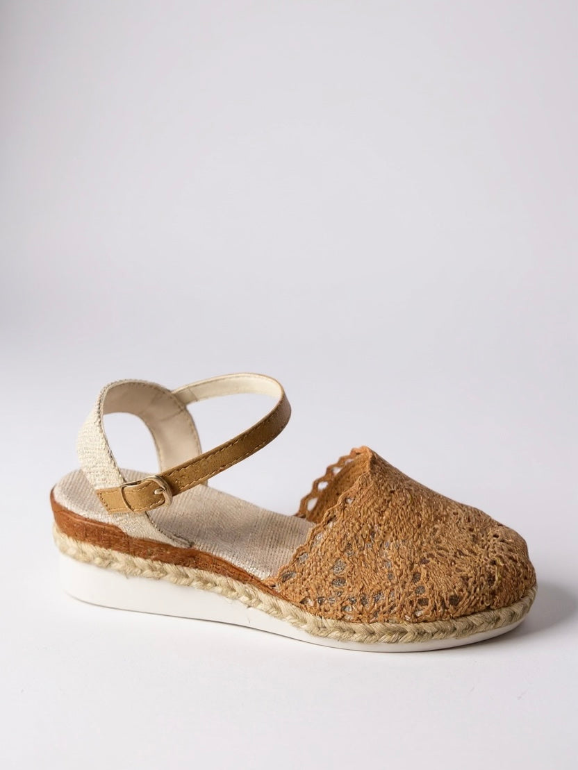 Kirsten | Dame boho espadriller med kilehæl og ankelrem