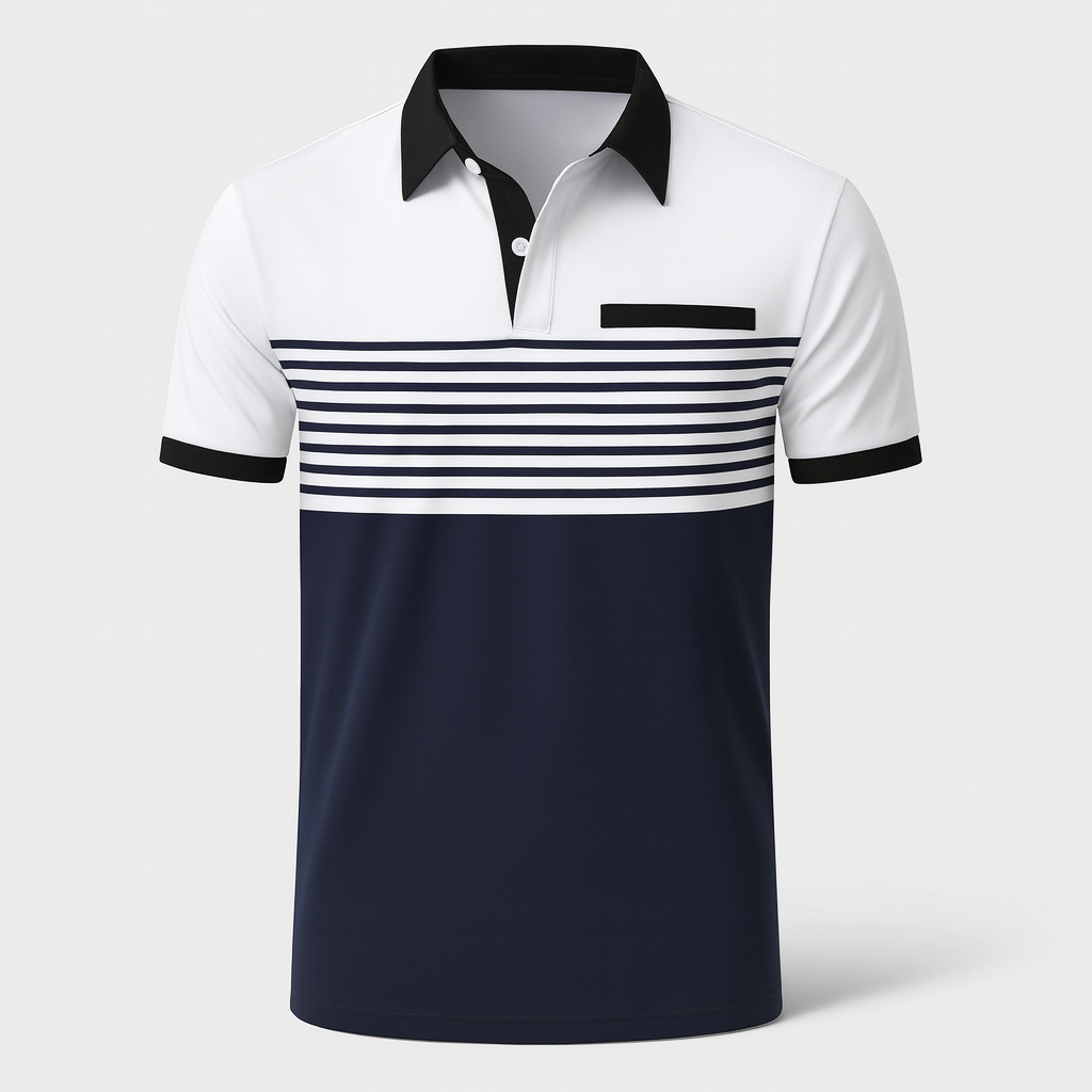 Norbert | Stribet sommerpoloshirt til mænd med korte ærmer | Klassisk krave