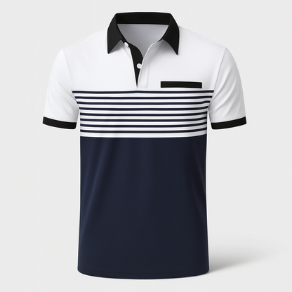 Norbert | Stribet sommerpoloshirt til mænd med korte ærmer | Klassisk krave