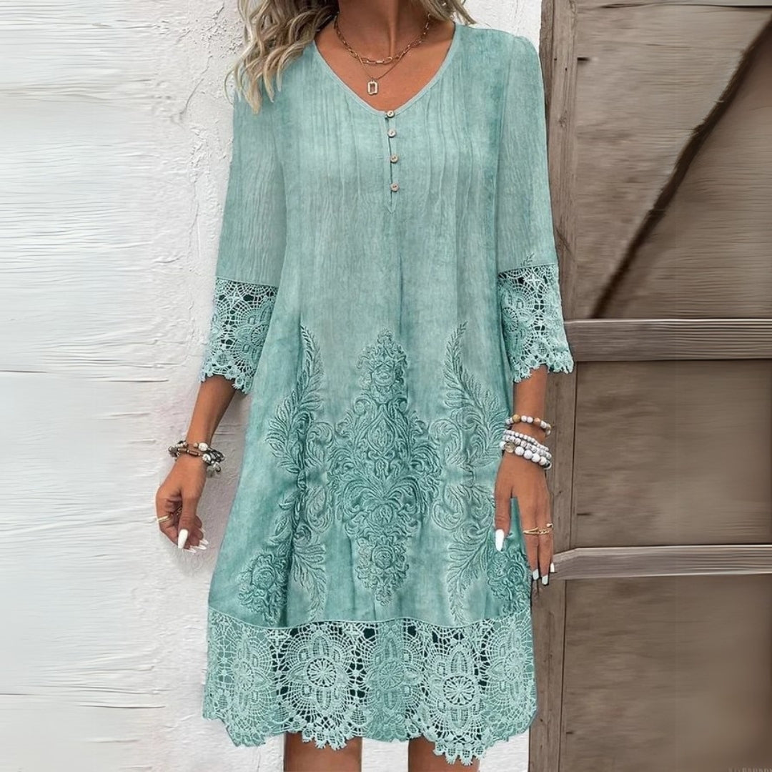 Ida | Dame minikjole med broderi og blondedetaljer