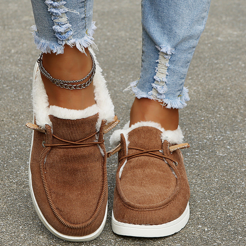 Astrid | Elegante vintersneakers med varmt pelsfor og snørebånd