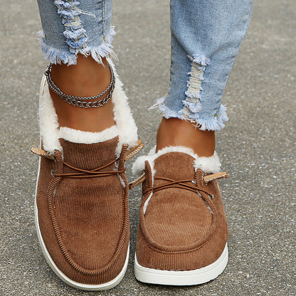 Astrid | Elegante vintersneakers med varmt pelsfor og snørebånd