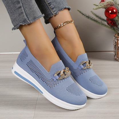 Julie | Dame afslappede slip-on sneakers i åndbart strikmateriale