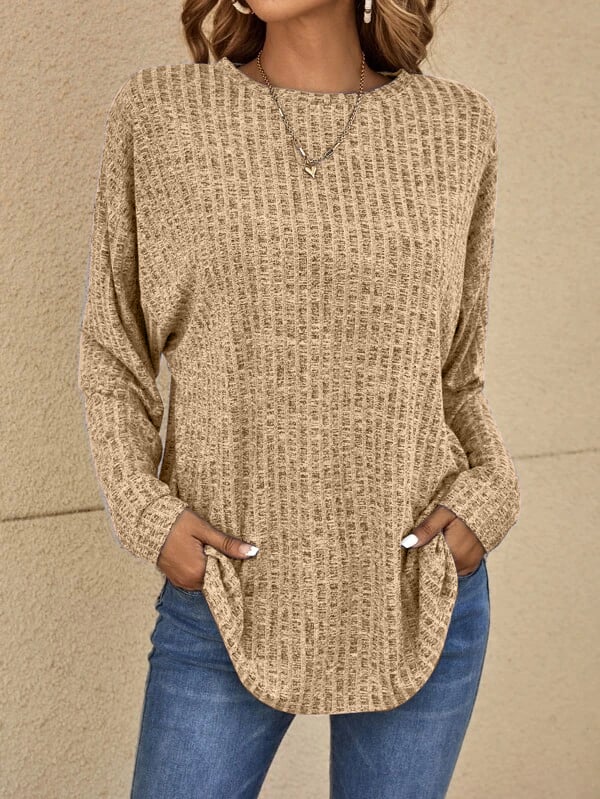 Pia | Dame varm langærmet pullover med struktureret design