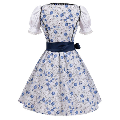 Anna | Smuk Oktoberfest kjole med blondedetaljer og korte ærmer