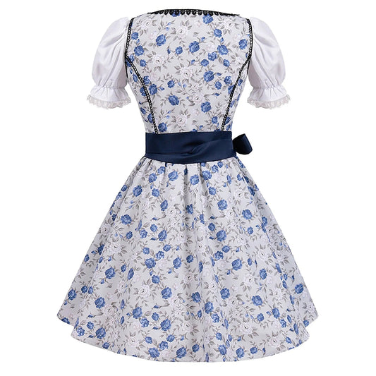 Anna | Smuk Oktoberfest kjole med blondedetaljer og korte ærmer