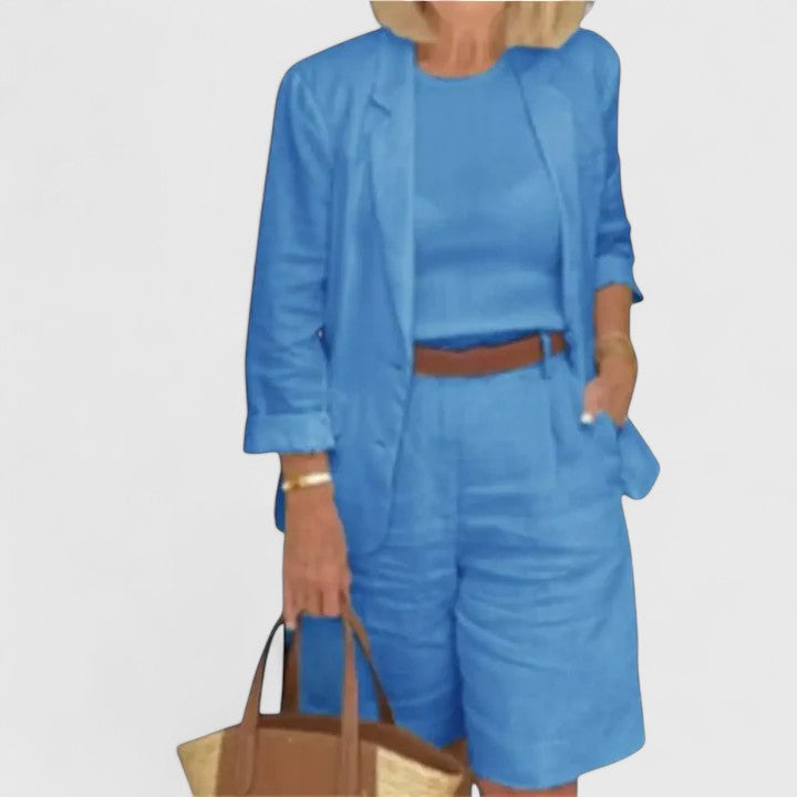 Kaela | Damesæt To Dele med Elegant Blazer og Matchende Shorts