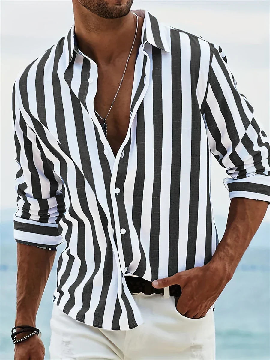 Stefan | Herre sommer skjorte med striber og relaxed fit