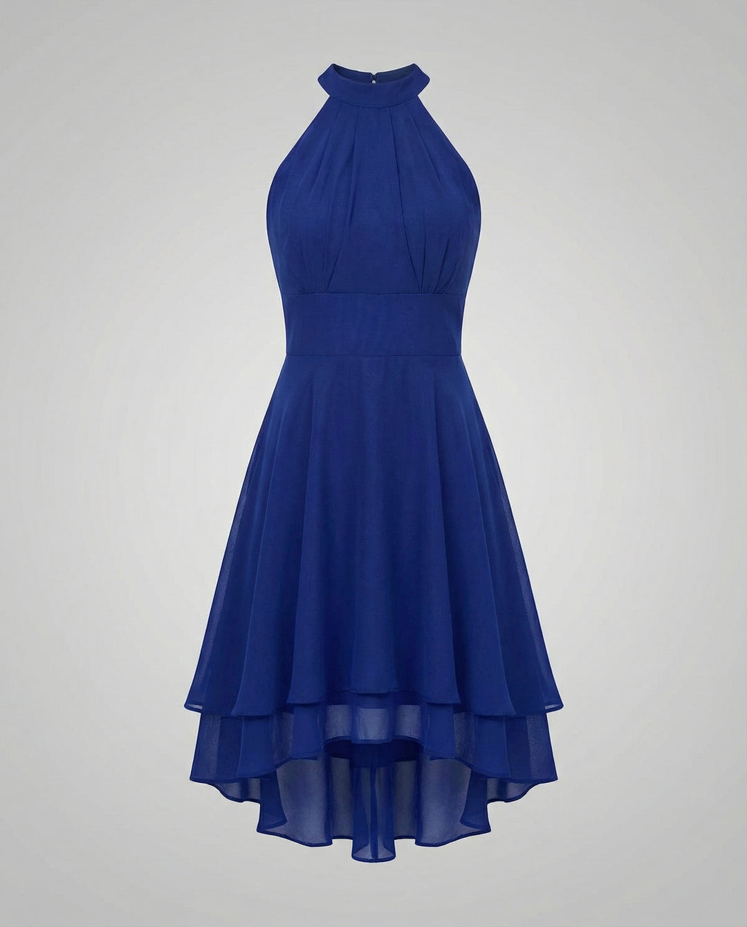 Auri | Midikjole med halterneck og high-low kant | Let og flydende