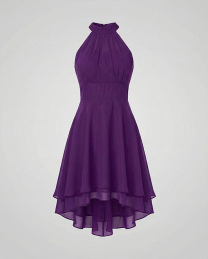 Auri | Midikjole med halterneck og high-low kant | Let og flydende