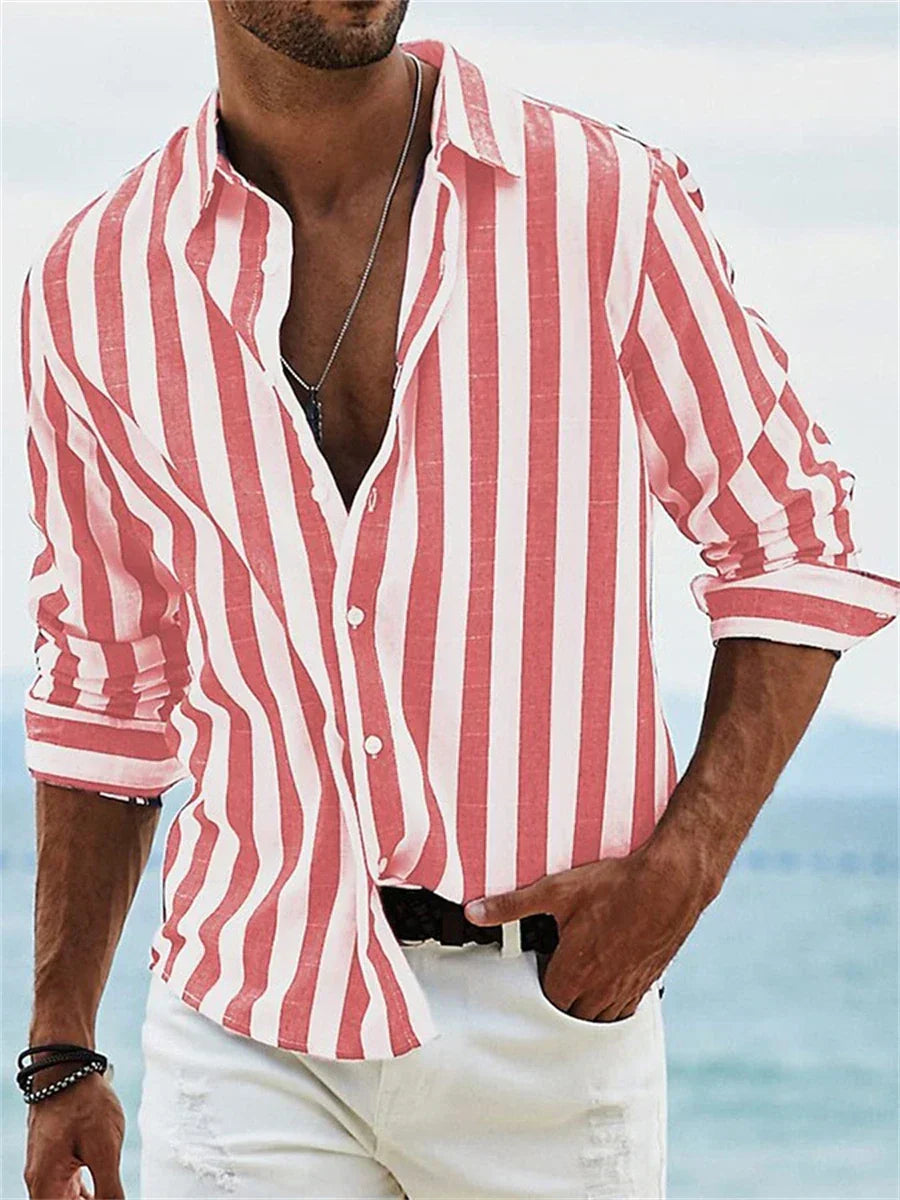 Stefan | Herre sommer skjorte med striber og relaxed fit