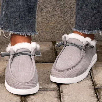 Astrid | Elegante vintersneakers med varmt pelsfor og snørebånd