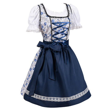 Anna | Smuk Oktoberfest kjole med blondedetaljer og korte ærmer