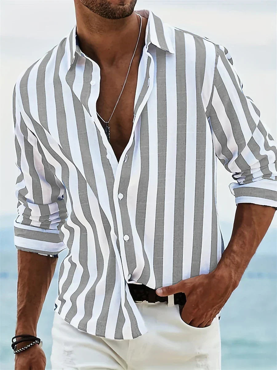 Stefan | Herre sommer skjorte med striber og relaxed fit