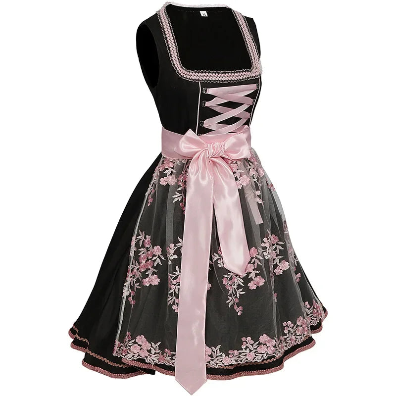 Alva | Dirndl med blomstermønster og satinbånd til Oktoberfest