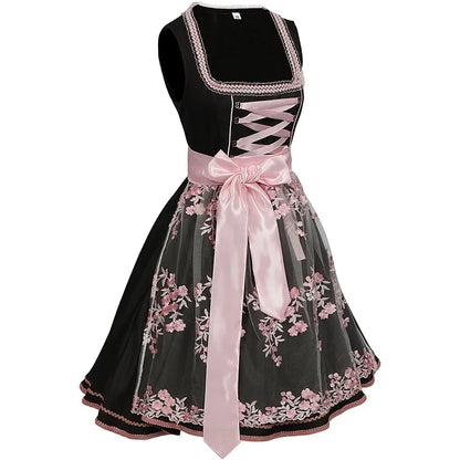 Alva | Dirndl med blomstermønster og satinbånd til Oktoberfest