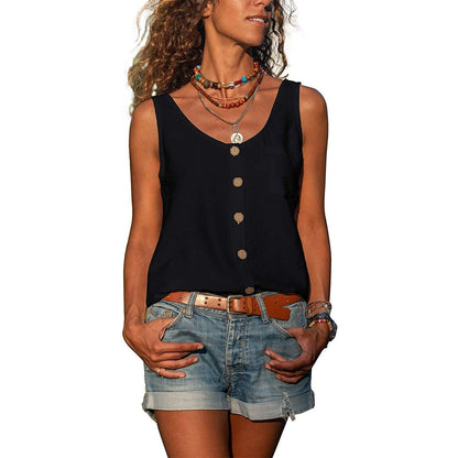 Anna | Dame tanktop med knaplukning og elegant Ibiza stil