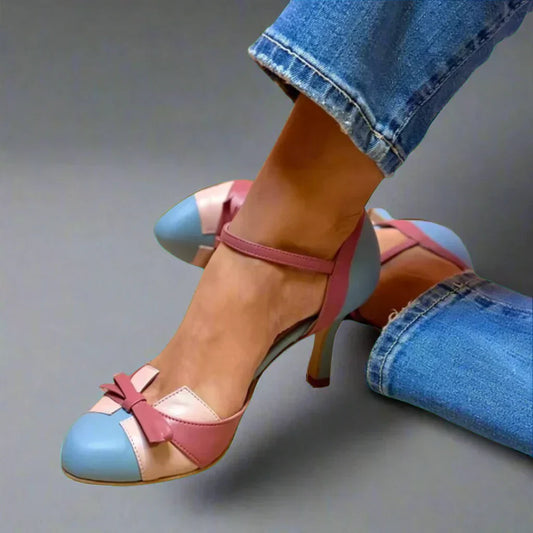 Cecilie | Dame klassiske heels med sløjfe og lukning ved ankel