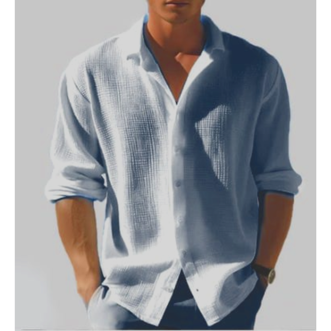 Mikkel | Ensfarvet herreskjorte med lange ærmer og knapper | Let og behagelig