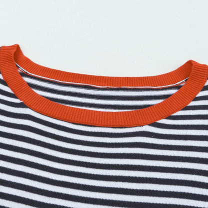 Hirara | Stribet top med orange kanter
