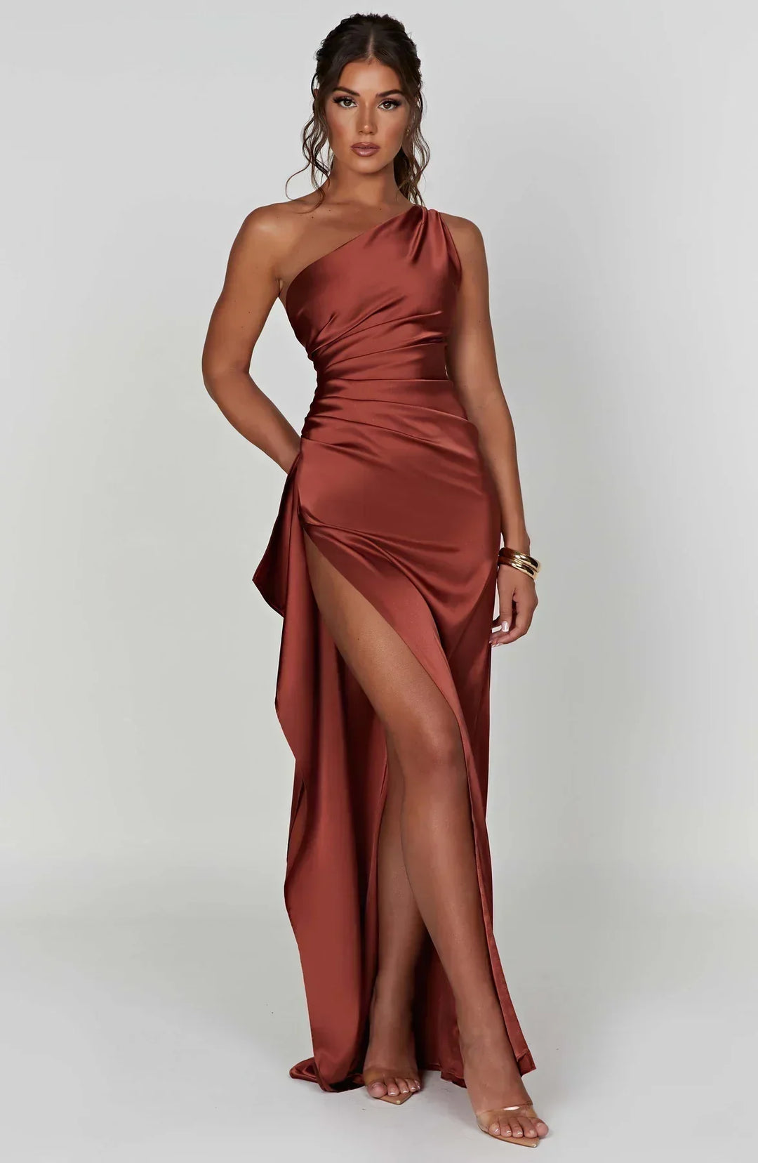 Carina | Asymmetrisk one-shoulder maxikjole | Maxi