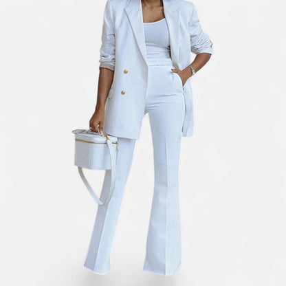 Sølvi | Damesæt med dobbeltradet blazer og vide bukser | Moderne præg