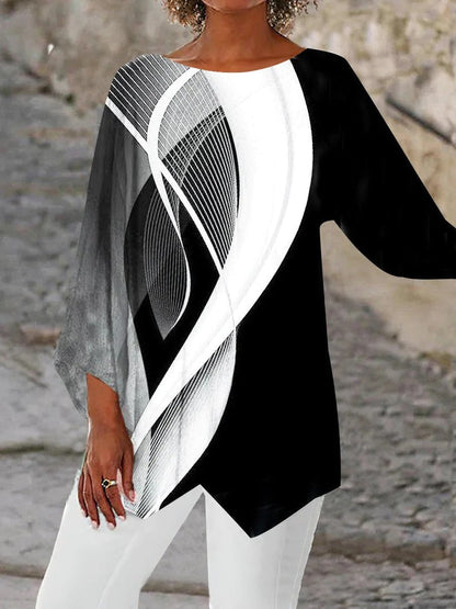 Esther | Moderne geometriske tunika med lange ærmer