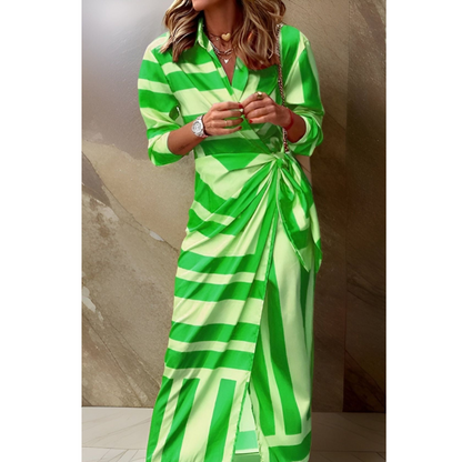 Livia | Elegant wrapkjole til dame med lange ærmer | Midi