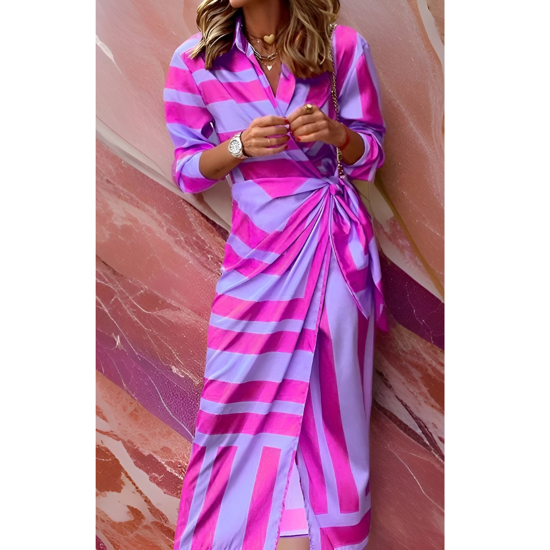 Livia | Elegant wrapkjole til dame med lange ærmer | Midi