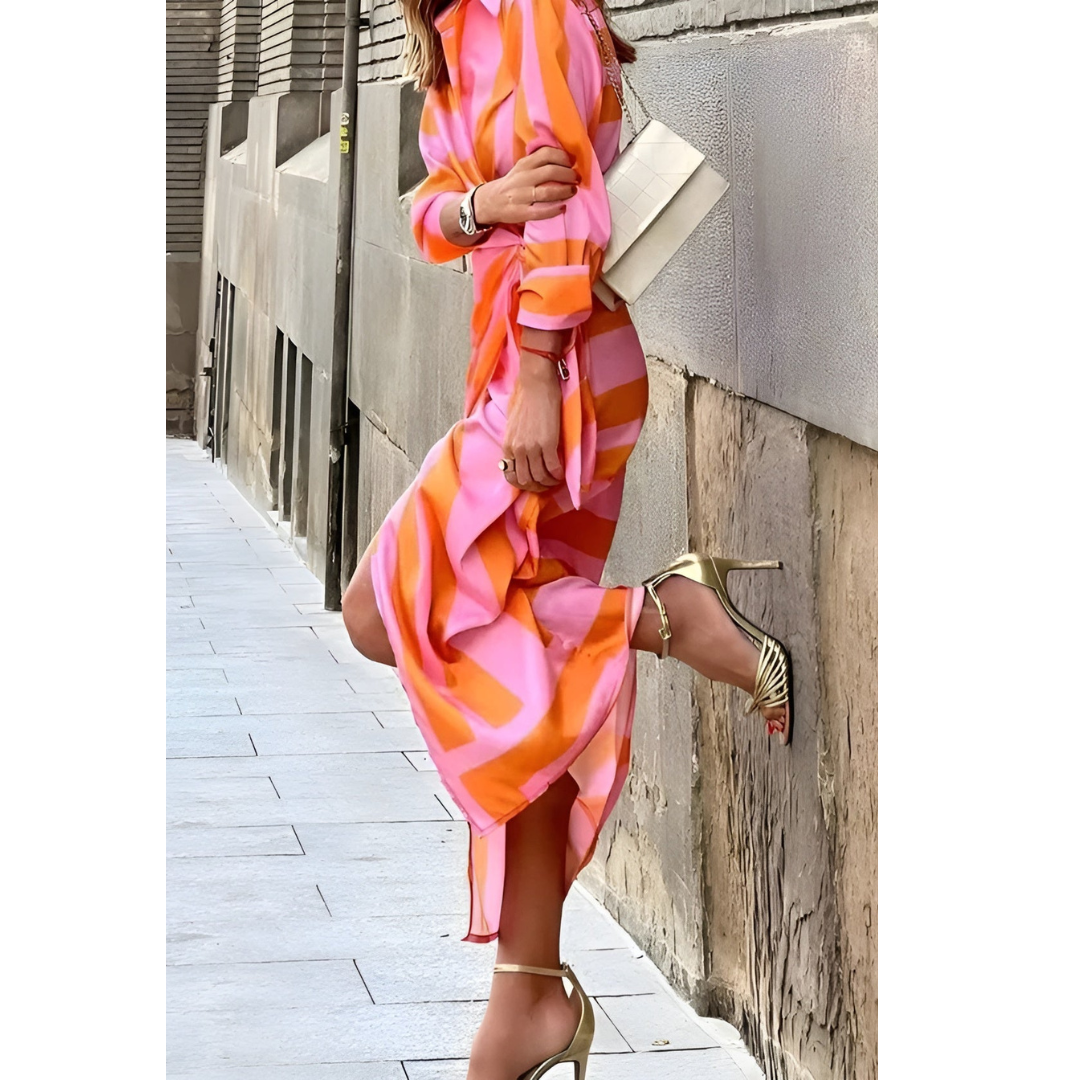 Livia | Elegant wrapkjole til dame med lange ærmer | Midi