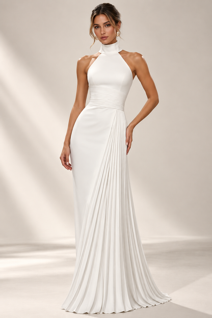 Annelise | Maxikleid mit plissiertem Design und asymmetrischem Schnitt