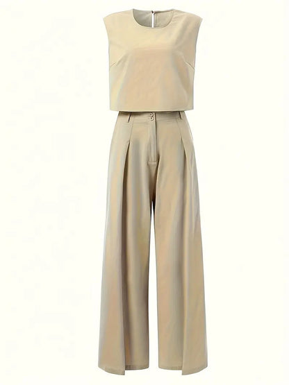 Qelira | Dame sæt med cropped top og brede bukser