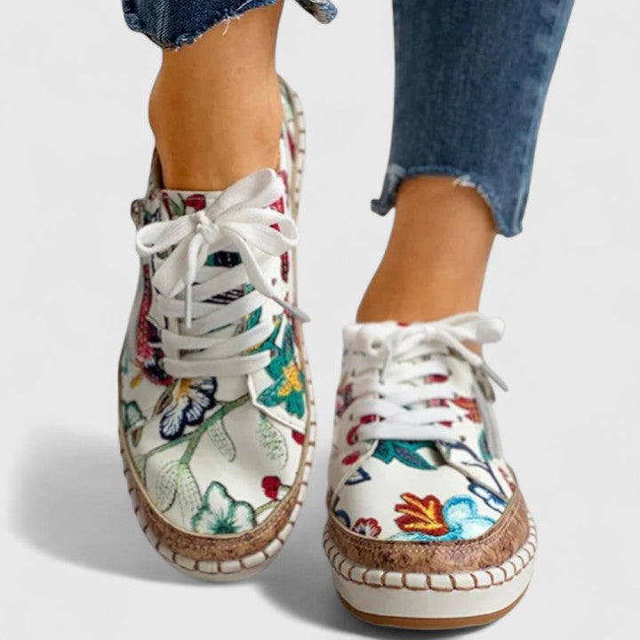 Emilie | Forårsblomster Patren Sneakers med snørebånd til kvinder