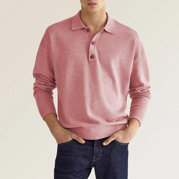 Bertram | Langærmet herrepolo med knaplukning | Ribstrikkede kanter