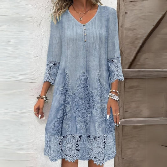 Ida | Dame minikjole med broderi og blondedetaljer