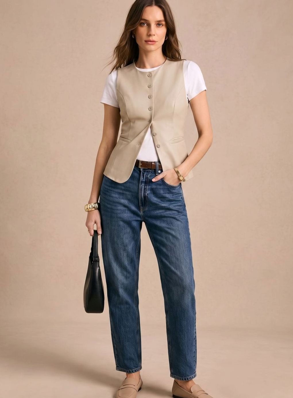 Jette | Damenweste mit Knopfleiste, elegantem Schnitt und ärmellosem Design