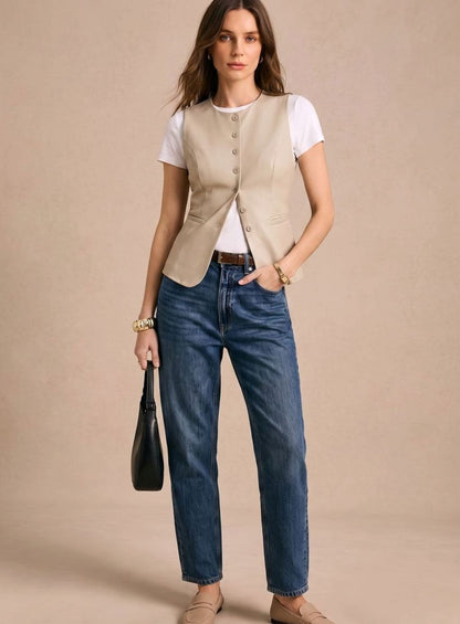 Jette | Damenweste mit Knopfleiste, elegantem Schnitt und ärmellosem Design