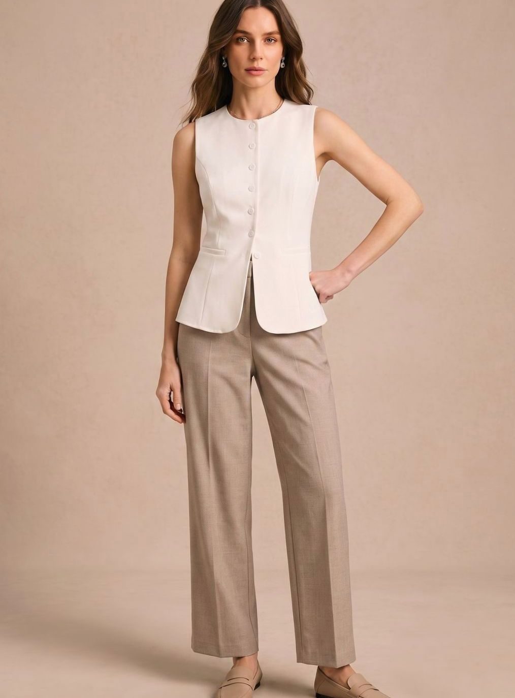 Jette | Damenweste mit Knopfleiste, elegantem Schnitt und ärmellosem Design
