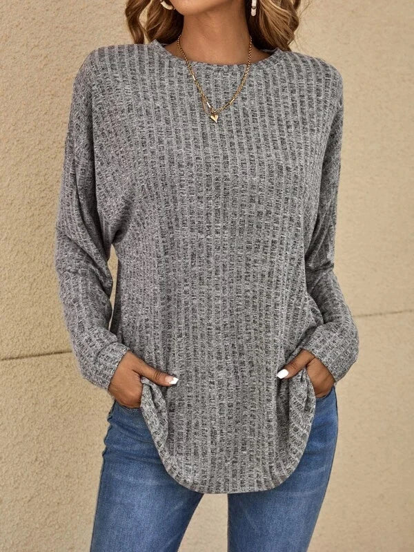 Pia | Dame varm langærmet pullover med struktureret design