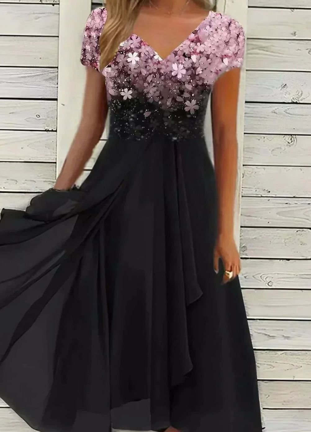 Anette | Damen-Swingkleid mit Blumenprint und leichtem Chiffon